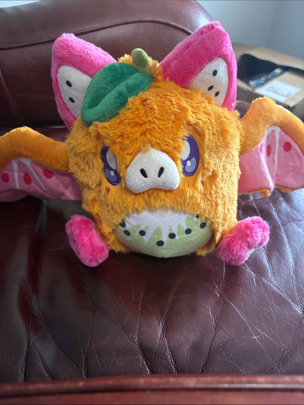 Plush Fruit Bat Plushie - Orange, Pink & Green Cute Stuffed Toy